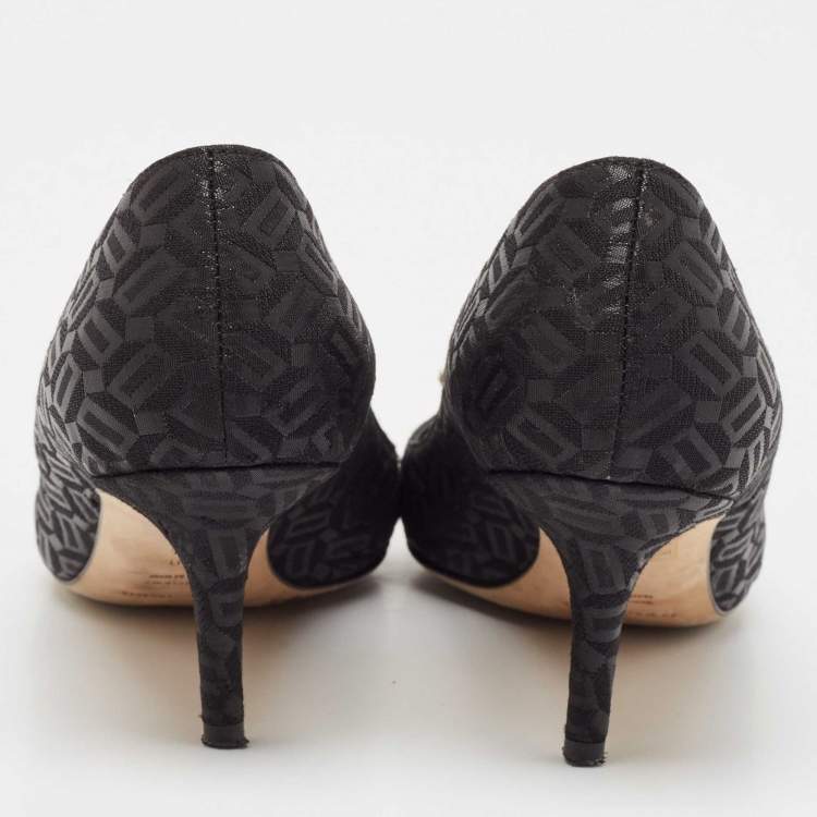 Pre Owned Dolce & Gabbana Black Fabric Crystal Embellished Pumps Size 38