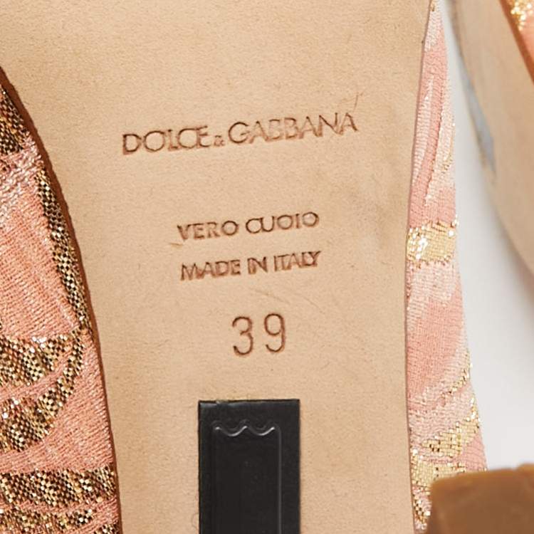 Pre Owned Dolce & Gabbana Pink Brocade Fabric Pointed Toe Pumps Size 39