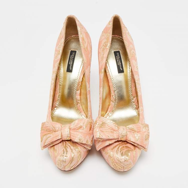 Pre Owned Dolce & Gabbana Pink Brocade Fabric Pointed Toe Pumps Size 39