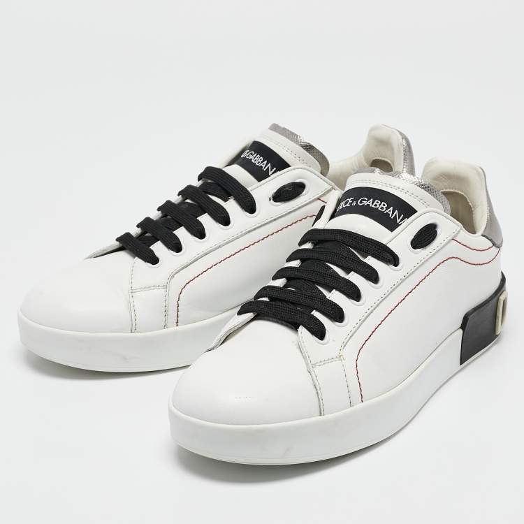 Pre Owned Dolce & Gabbana White Leather Portofino Low Top Sneakers Size 38