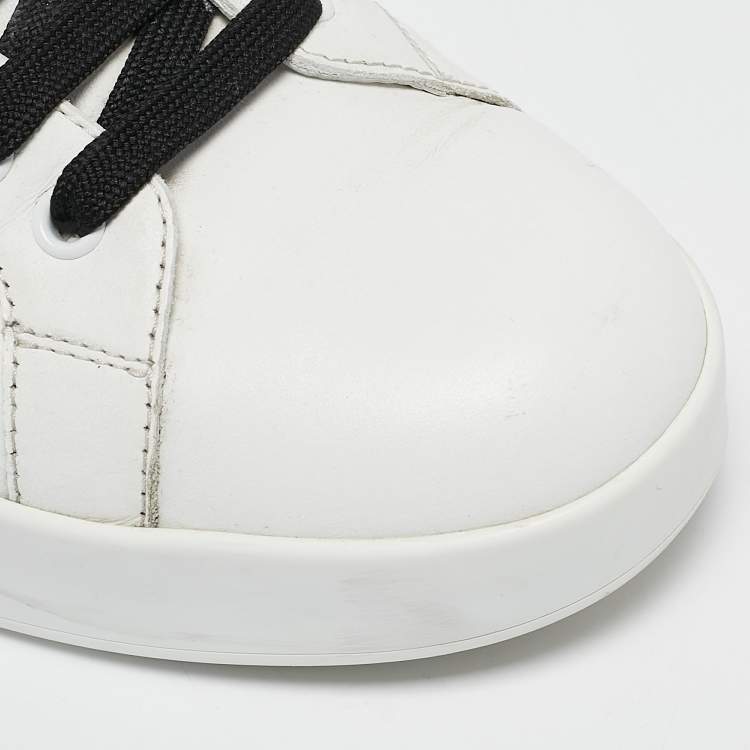 Pre Owned Dolce & Gabbana White Leather Portofino Low Top Sneakers Size 38