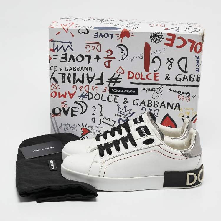 Pre Owned Dolce & Gabbana White Leather Portofino Low Top Sneakers Size 38
