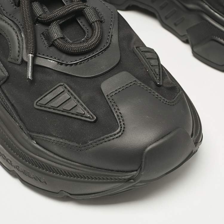 Pre Owned Dolce & Gabbana Black Leather and Fabric Daymaster Sneakers Size 40