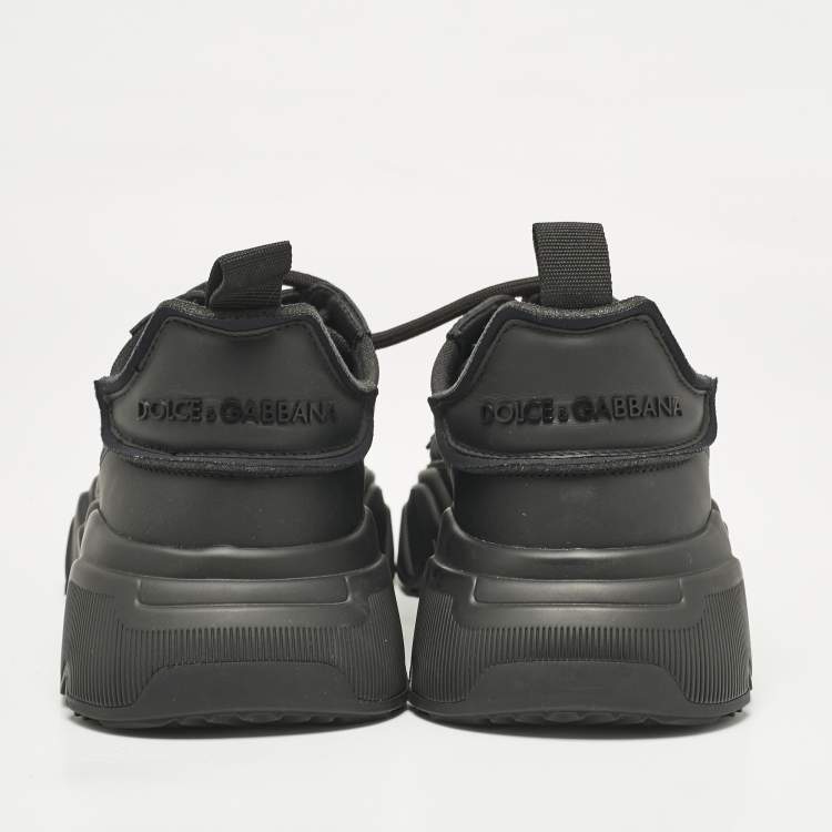 Pre Owned Dolce & Gabbana Black Leather and Fabric Daymaster Sneakers Size 40