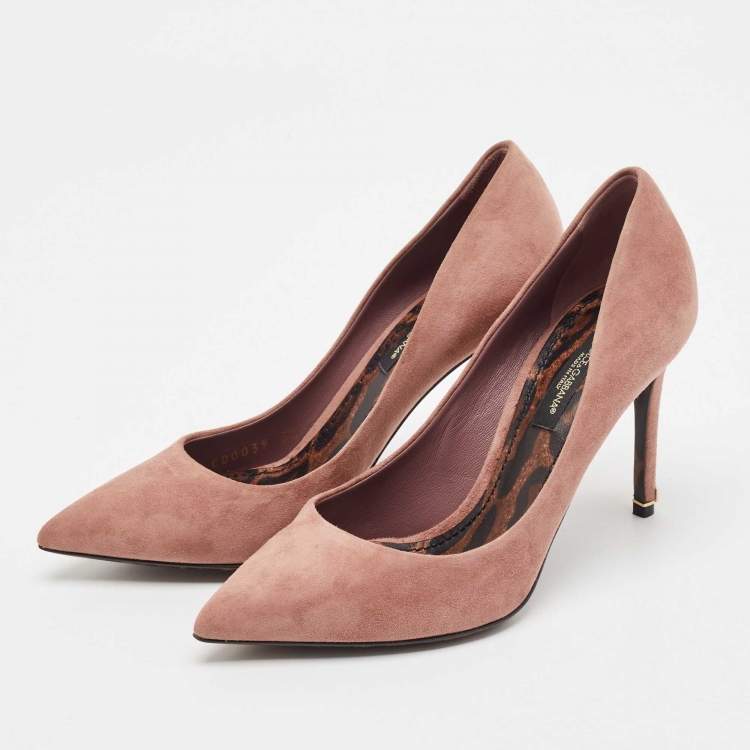 Pre Owned Dolce & Gabbana Old Rose Pink Suede Pointed Toe Pumps Size 35