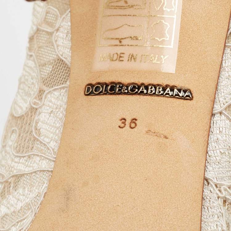Pre Owned Dolce & Gabbana White Lace and Mesh Bellucci Pumps Size 36