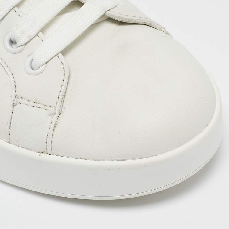 Pre Owned Dolce & Gabbana White/Pink  Leather Portofino Low Top Sneakers Size 38