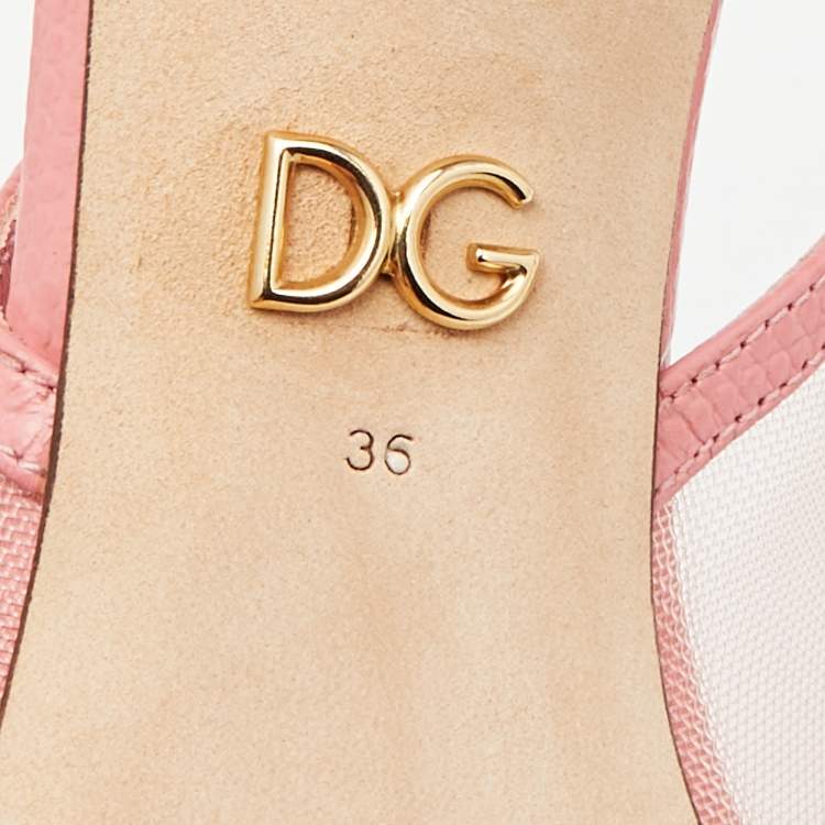 Pre Owned Dolce & Gabbana Pink Lizard Embossed Leather and Mesh Pumps Size 36