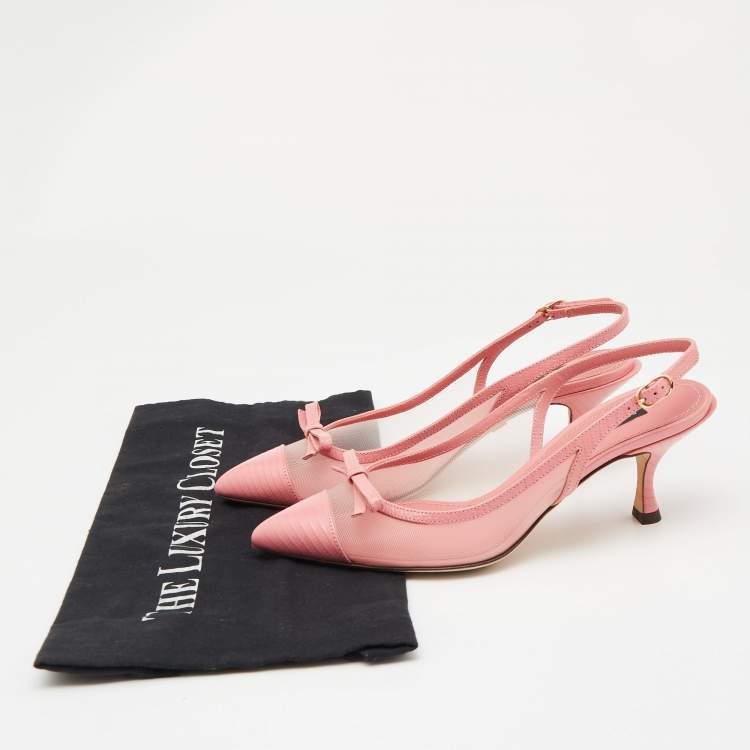 Pre Owned Dolce & Gabbana Pink Lizard Embossed Leather and Mesh Pumps Size 36