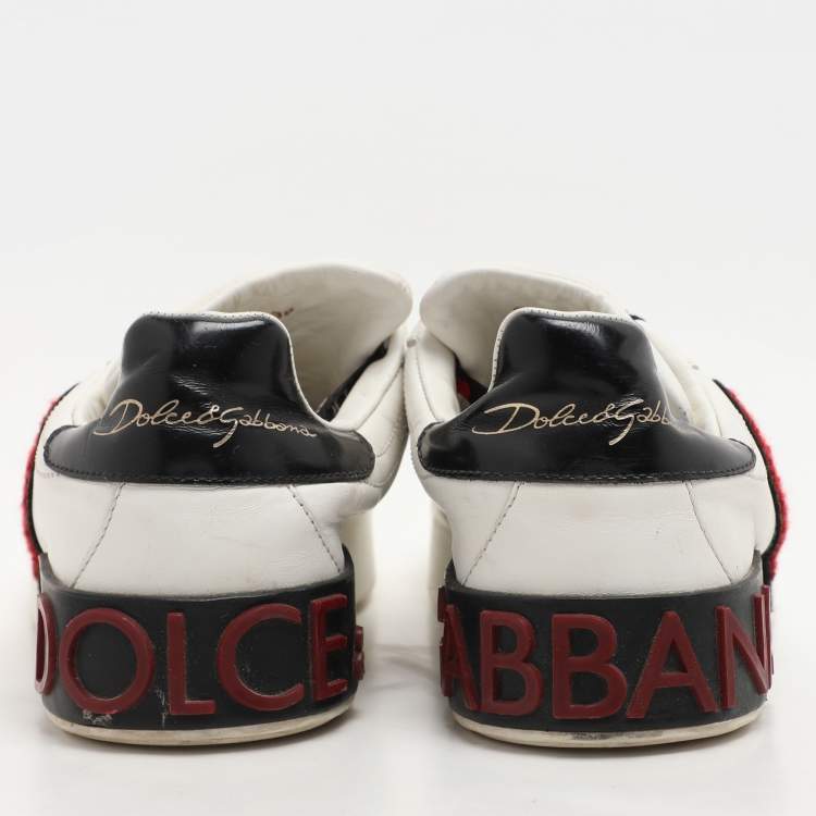 Pre Owned Dolce & Gabbana White Leather Portofino Heart Low Top Sneakers Size 39