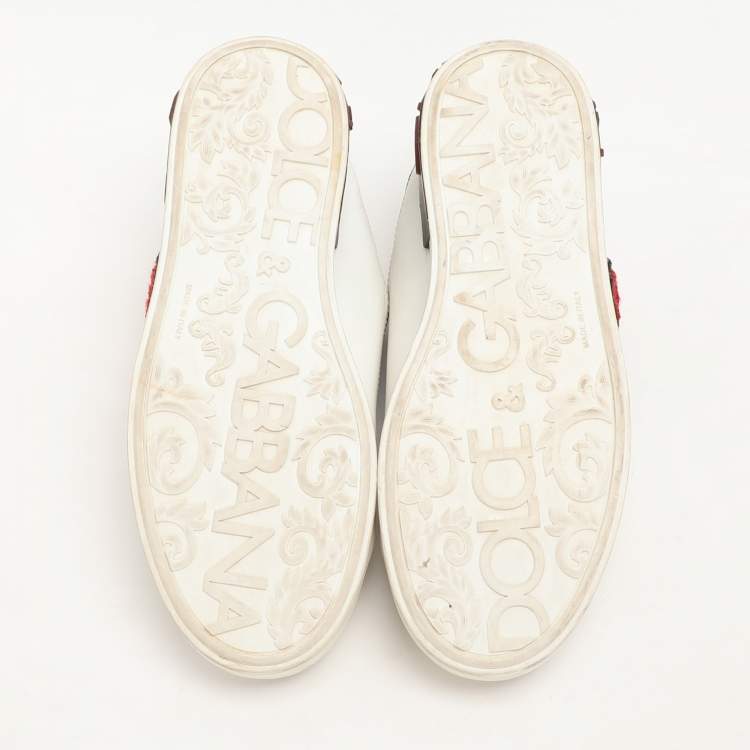 Pre Owned Dolce & Gabbana White Leather Portofino Heart Low Top Sneakers Size 39