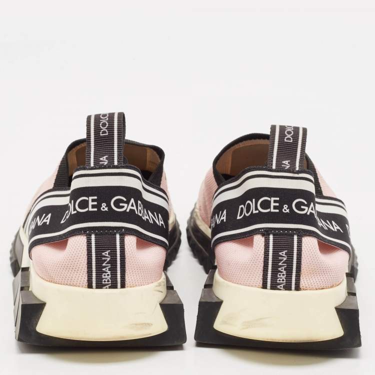 Pre Owned Dolce & Gabbana Pink Floral Fabric Sorrento Slip-On Sneakers Size 40.5