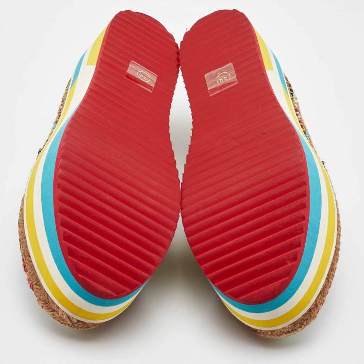 Pre Owned Dolce & Gabbana Multicolor Print Jacquard Platform Espadrilles Size 38