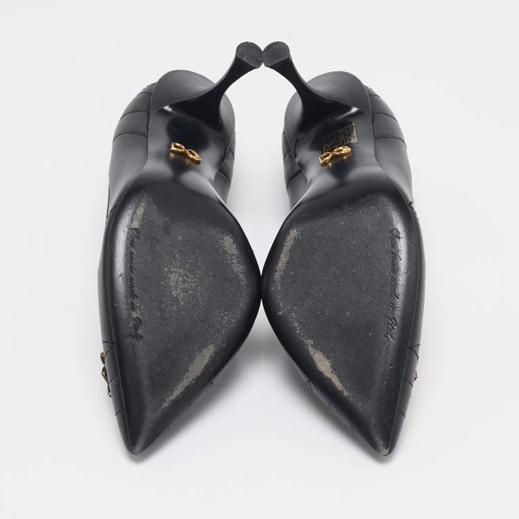 مملوكة مسبقًا Dolce & Gabbana Black Leather Devotion Pumps Size 37