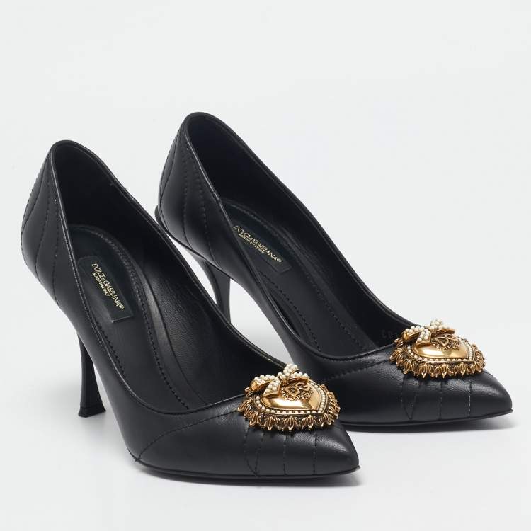 مملوكة مسبقًا Dolce & Gabbana Black Leather Devotion Pumps Size 37