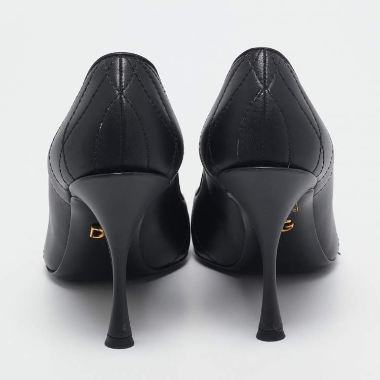 مملوكة مسبقًا Dolce & Gabbana Black Leather Devotion Pumps Size 37