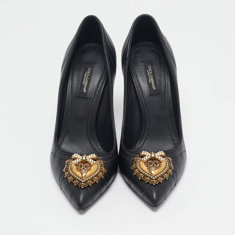 مملوكة مسبقًا Dolce & Gabbana Black Leather Devotion Pumps Size 37