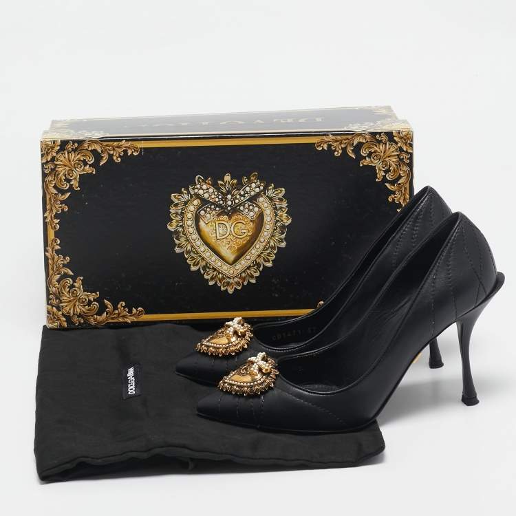 مملوكة مسبقًا Dolce & Gabbana Black Leather Devotion Pumps Size 37