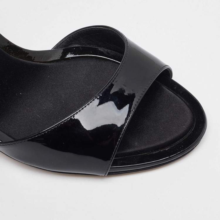 Pre Owned Dolce & Gabbana Black Patent Leather Ankle Strap Sandals Size 39