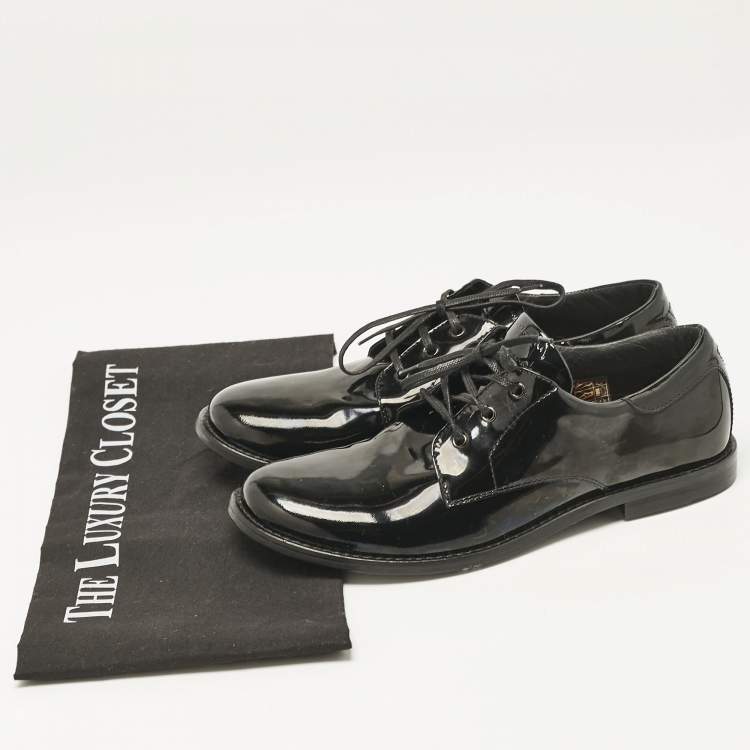 Pre Owned Dolce & Gabbana Black Patent Leather Lace Up Derby Size 36