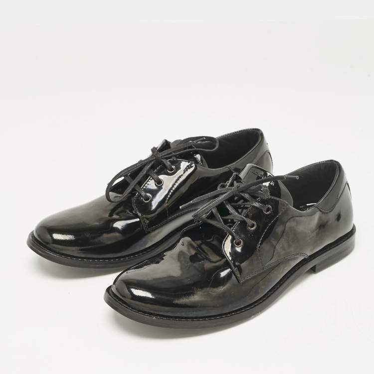 Pre Owned Dolce & Gabbana Black Patent Leather Lace Up Derby Size 36