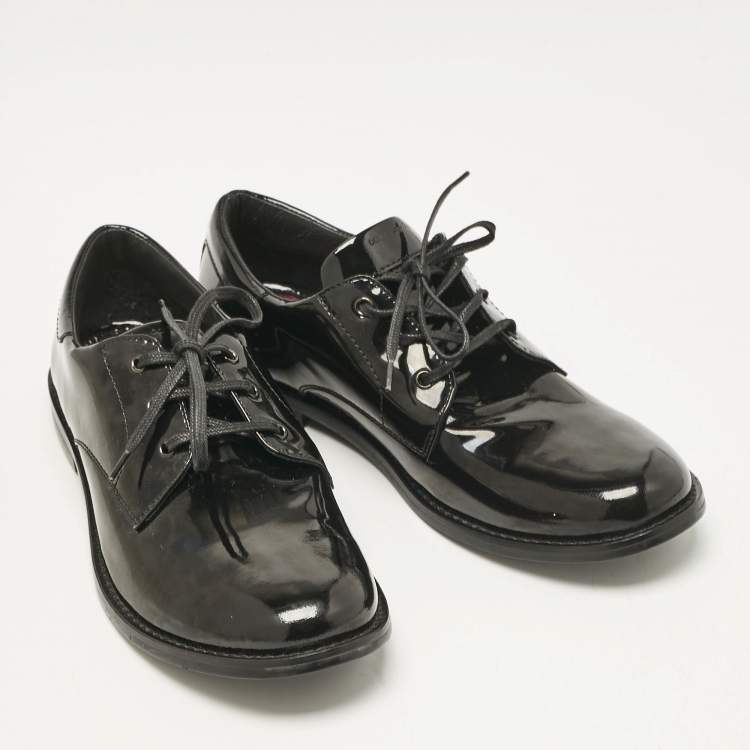 Pre Owned Dolce & Gabbana Black Patent Leather Lace Up Derby Size 36
