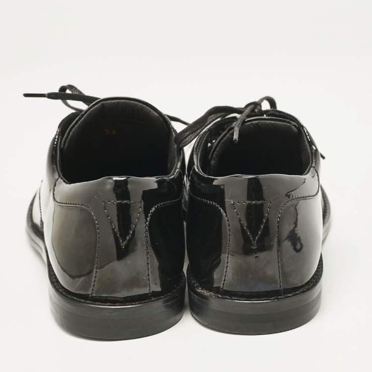 Pre Owned Dolce & Gabbana Black Patent Leather Lace Up Derby Size 36