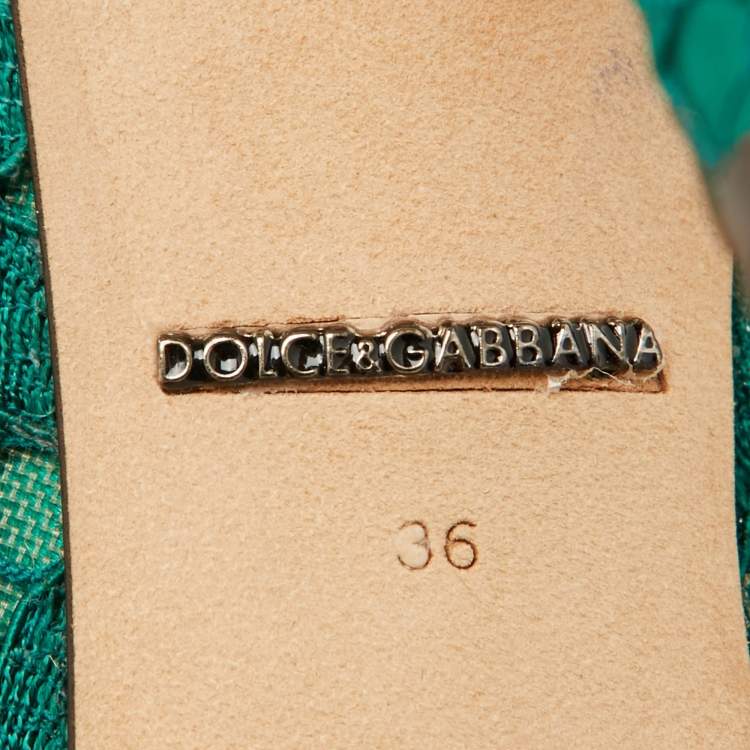 Pre Owned Dolce & Gabbana Green Mesh And Lace Bellucci Pumps Size 36