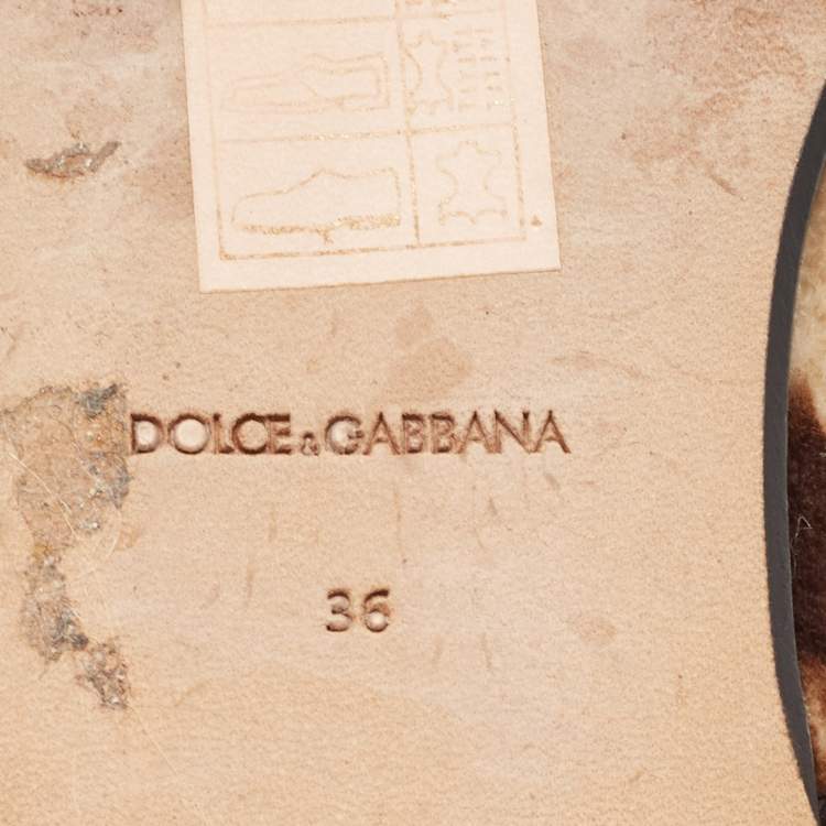 Pre Owned Dolce & Gabbana Brown Leopard Print Velvet Crystal Embellished Mules Size 36