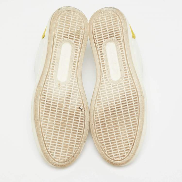 Pre Owned Dolce & Gabbana White/Yellow  Leather and Suede Low Top Sneakers Size 37
