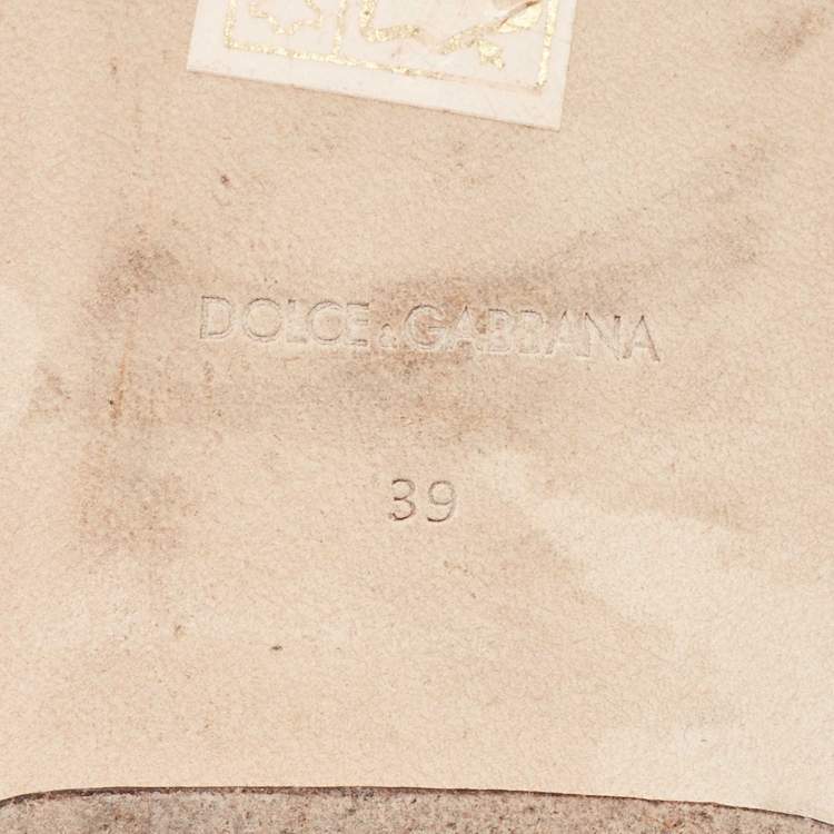 Pre Owned Dolce & Gabbana Orange Leather DG Cut Out Logo Flat Slides Size 39