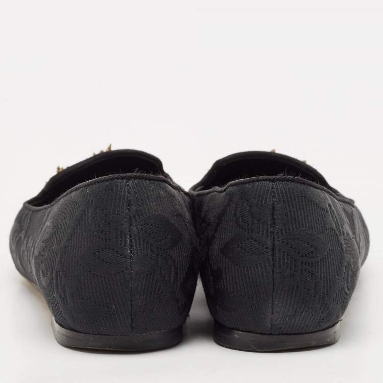 Pre Owned Dolce & Gabbana Black Jacquard Smoking Slippers Size 36.5