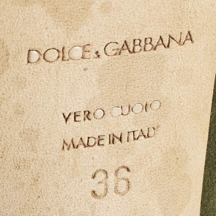 Pre Owned Dolce & Gabbana Green Suede Platform Pumps Size 36