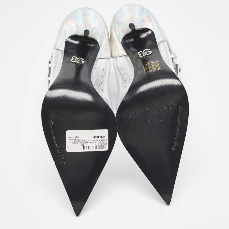 Pre Owned Dolce & Gabbana Transparent Iridescent Leather and PVC Cardinale Ankle Boots Size 39