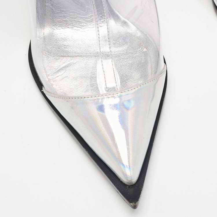 Pre Owned Dolce & Gabbana Transparent Iridescent Leather and PVC Cardinale Ankle Boots Size 39