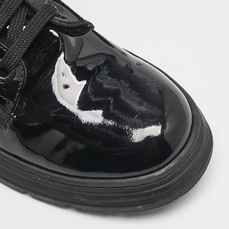 Pre Owned Dolce & Gabbana Black Patent Leather Combat Boots Size 38