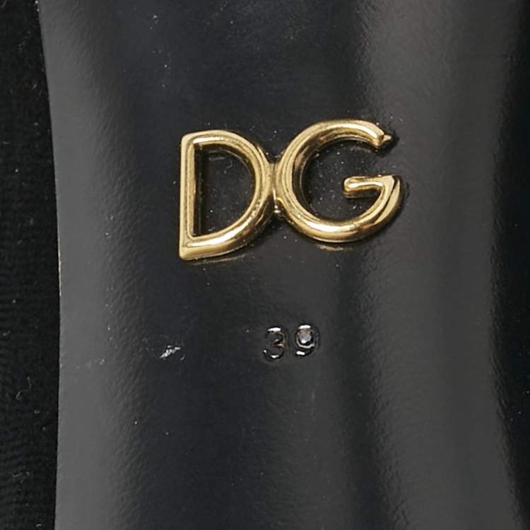 Pre Owned Dolce & Gabbana Black/Gold Velvet and Leather Mary Jane Pumps Size 39