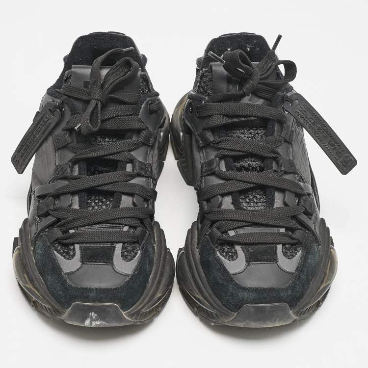 Pre Owned Dolce & Gabbana Black Leather and Fabric Daymaster Sneakers Size 37.5