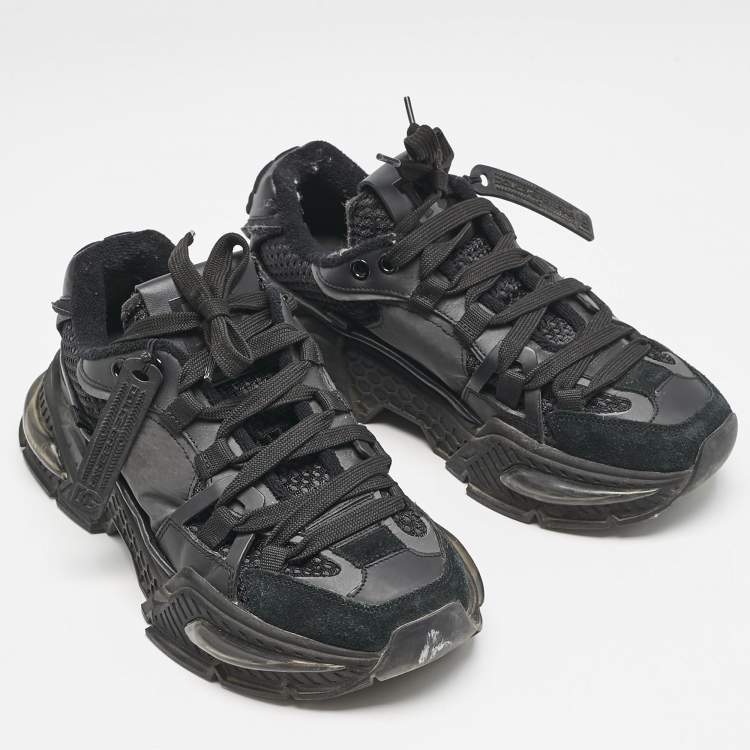Pre Owned Dolce & Gabbana Black Leather and Fabric Daymaster Sneakers Size 37.5