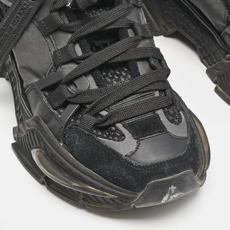 Pre Owned Dolce & Gabbana Black Leather and Fabric Daymaster Sneakers Size 37.5