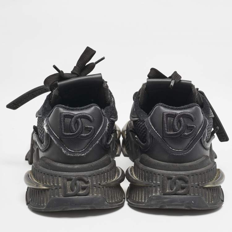 Pre Owned Dolce & Gabbana Black Leather and Fabric Daymaster Sneakers Size 37.5