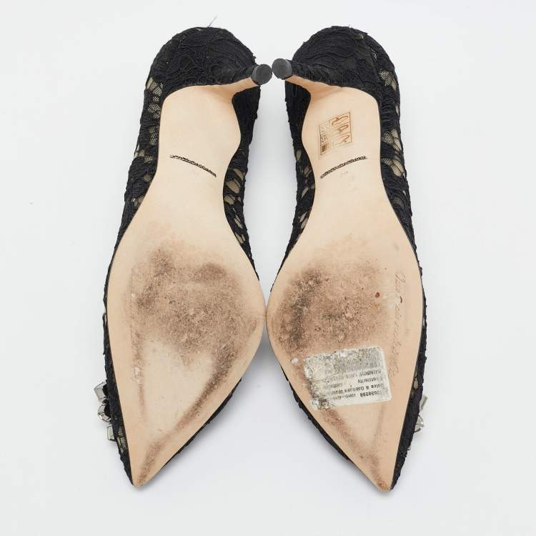 Pre Owned Dolce & Gabbana Black Lace Bellucci Pumps Size 38