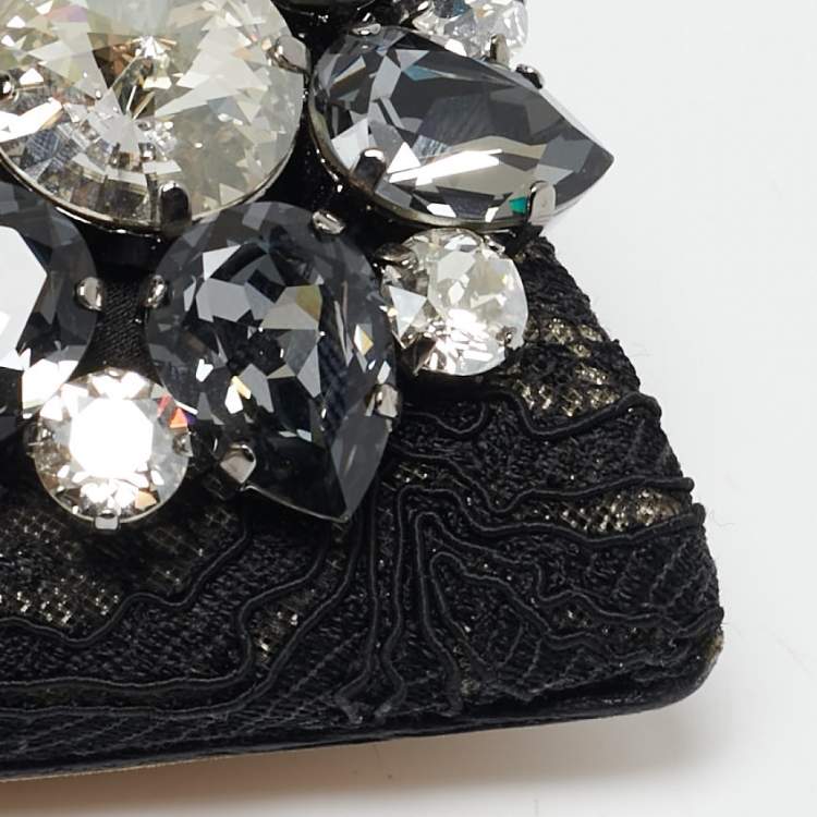Pre Owned Dolce & Gabbana Black Lace Bellucci Pumps Size 38