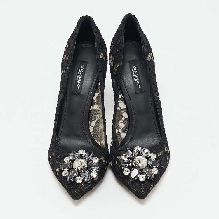 Pre Owned Dolce & Gabbana Black Lace Bellucci Pumps Size 38