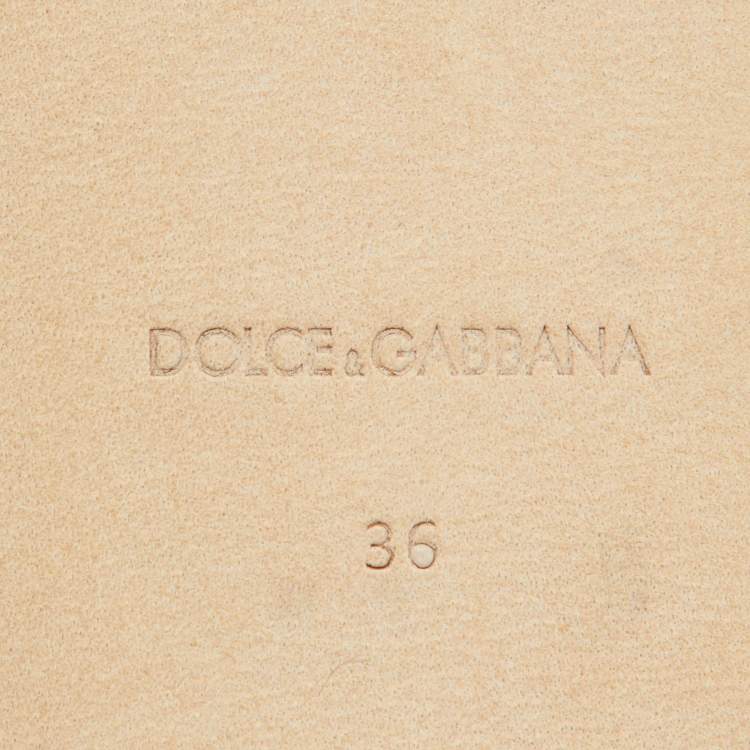 Pre Owned Dolce & Gabbana Orange Patent Leather DG Logo Flat Slide Sandals Size 36