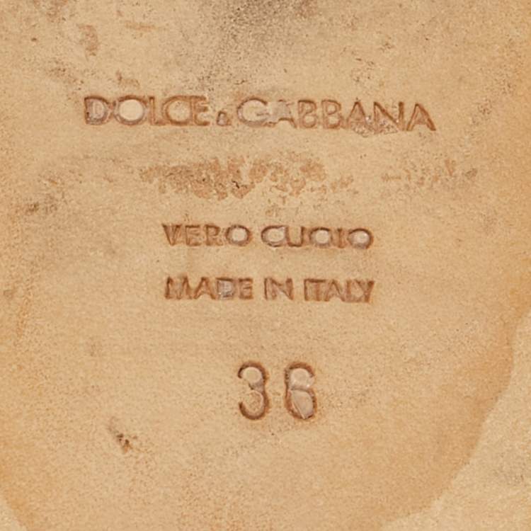 مملوكة مسبقًا Dolce & Gabbana Black Lizard Embossed Leather Sofia Flat Slides Size 36