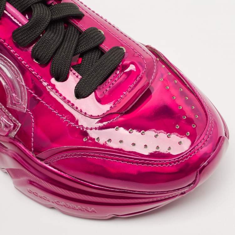 Pre Owned Dolce & Gabbana Iridescent Patent DG Logo Lace Up Sneakers Size 37