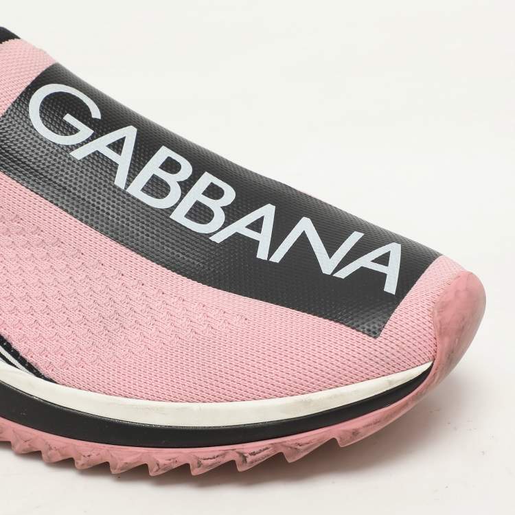 Pre Owned Dolce & Gabbana Pink Stretch Fabric Sorrento Slip-On Sneakers Size 39