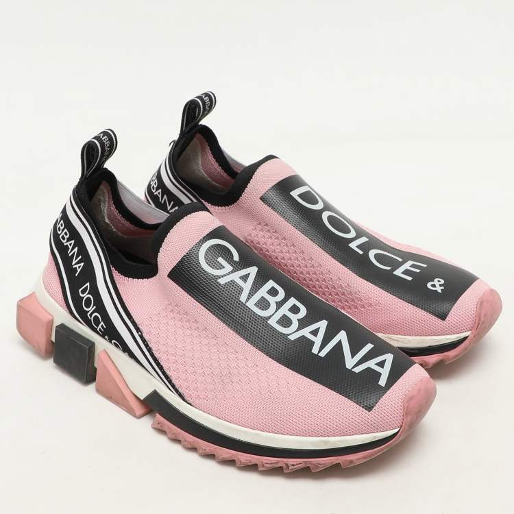 Pre Owned Dolce & Gabbana Pink Stretch Fabric Sorrento Slip-On Sneakers Size 39