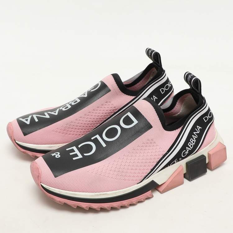 Pre Owned Dolce & Gabbana Pink Stretch Fabric Sorrento Slip-On Sneakers Size 39